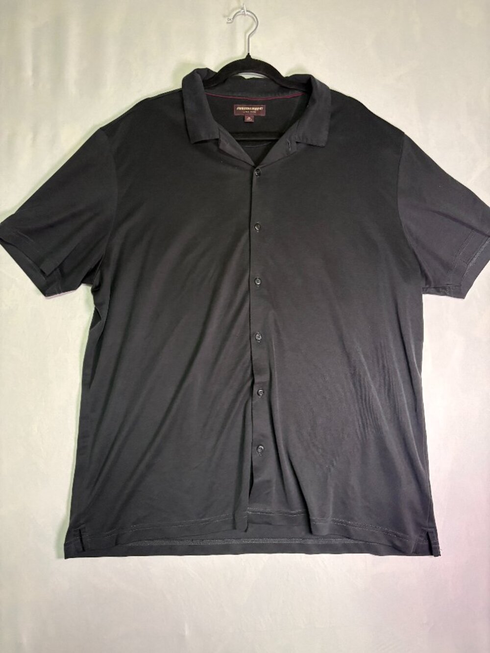 Johnston & Murphy Men's XL Black Short Sleeve Button Up Polo Shirt